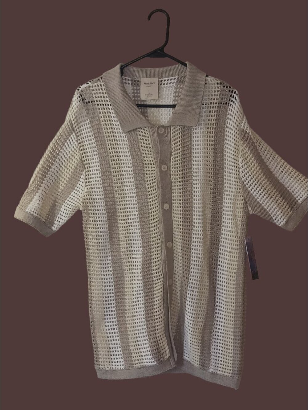 Massive Luxury NWT Crochet Knit Button-Up Shirt